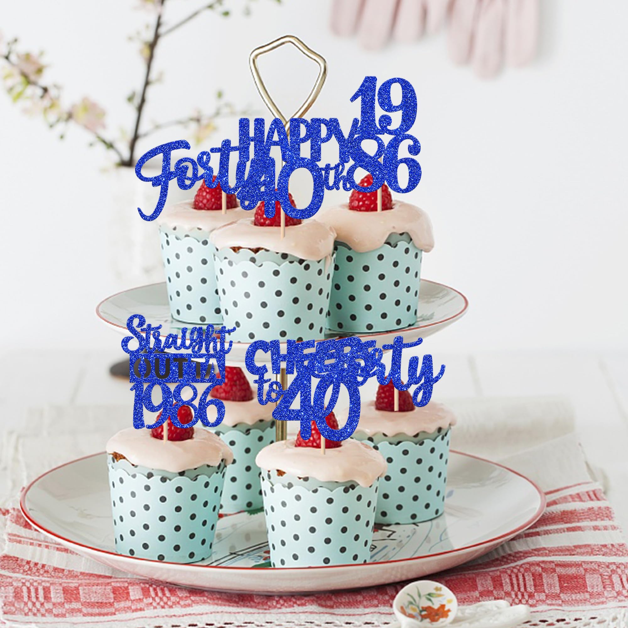 ZHUOWEISM 30Pcs 40th Birthday Cupcake Toppers Glitter – Straight Outta 1985 (Blue)