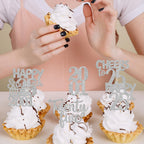 ZHUOWEISM 30Pcs Straight Outta 2001 Cupcake Toppers – Glitter 25th Birthday Picks, Silver