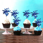 ZHUOWEISM 30 PCS Foil Firework Cupcake Toppers - Dark Blue Sparkle Picks for Birthday Parties