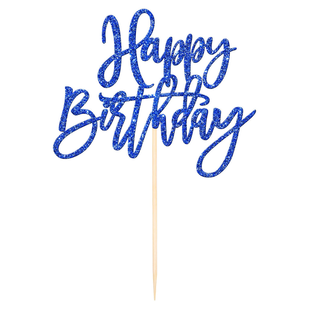 ZHUOWEISM 1-Piece Glitter Happy Birthday Cake Topper – Dark Blue