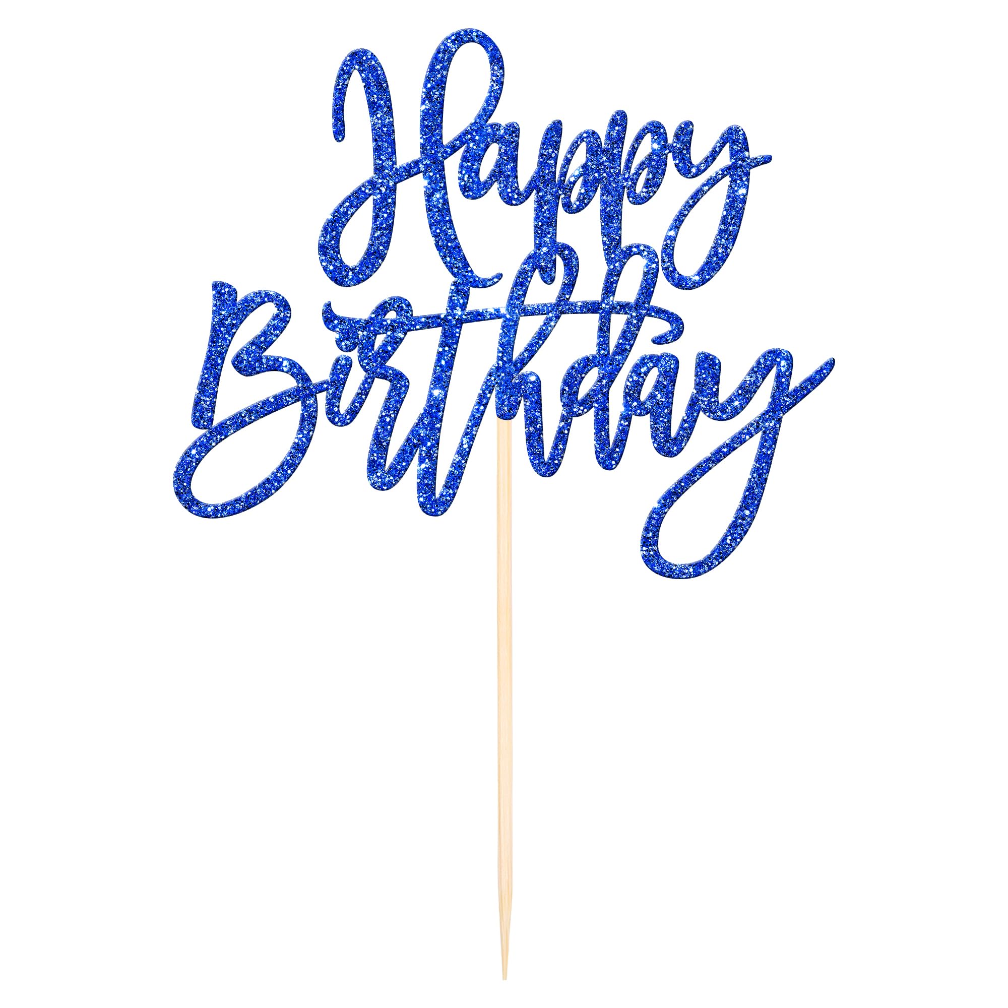 ZHUOWEISM 1-Piece Glitter Happy Birthday Cake Topper – Dark Blue