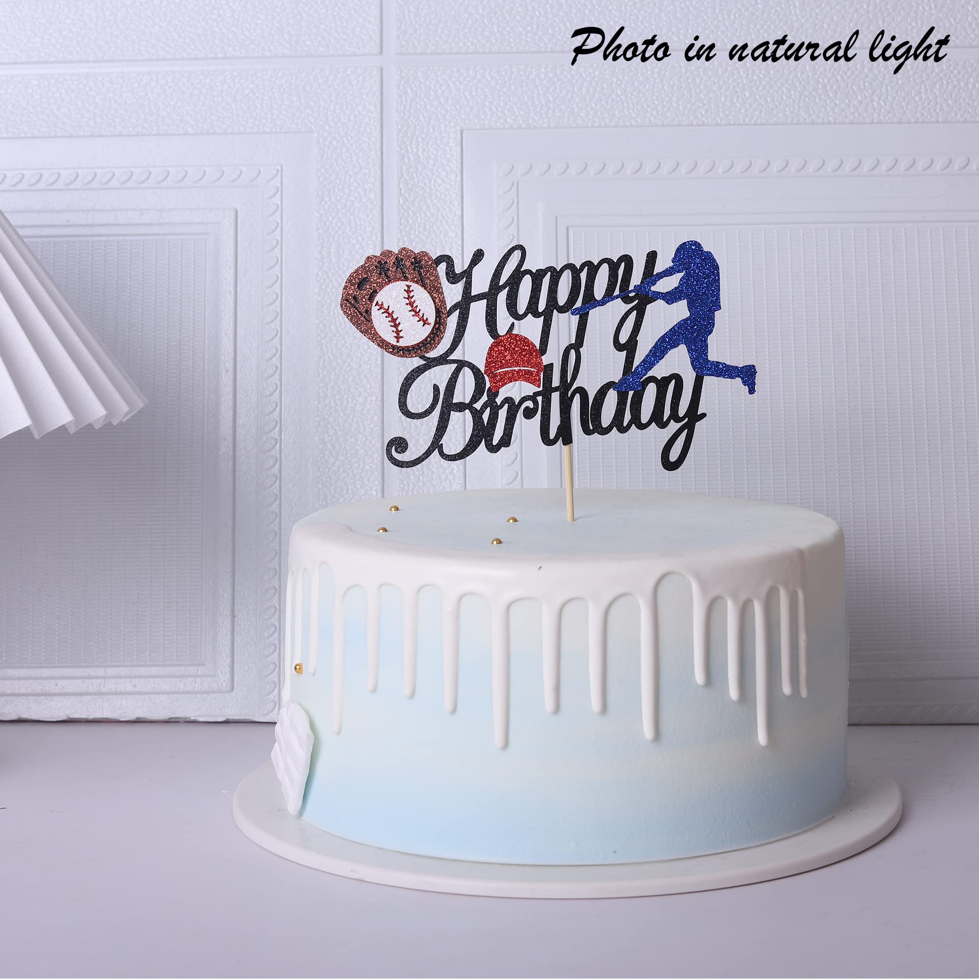 ZHUOWEISM Baseball Birthday Cake Topper Glitter - 6x8 in, Pre-assembled Sports Theme Decor