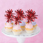 ZHUOWEISM 30 PCS Foil Firework Cupcake Toppers – Sparkle Tinsel Picks for Birthday Parties & Celebrations
