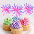 ZHUOWEISM 30 PCS Foil Firework Cupcake Toppers – Rose Red Party Decorations