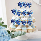 ZHUOWEISM 30 PCS Foil Firework Cupcake Toppers - Dark Blue Sparkle Picks for Birthday Parties