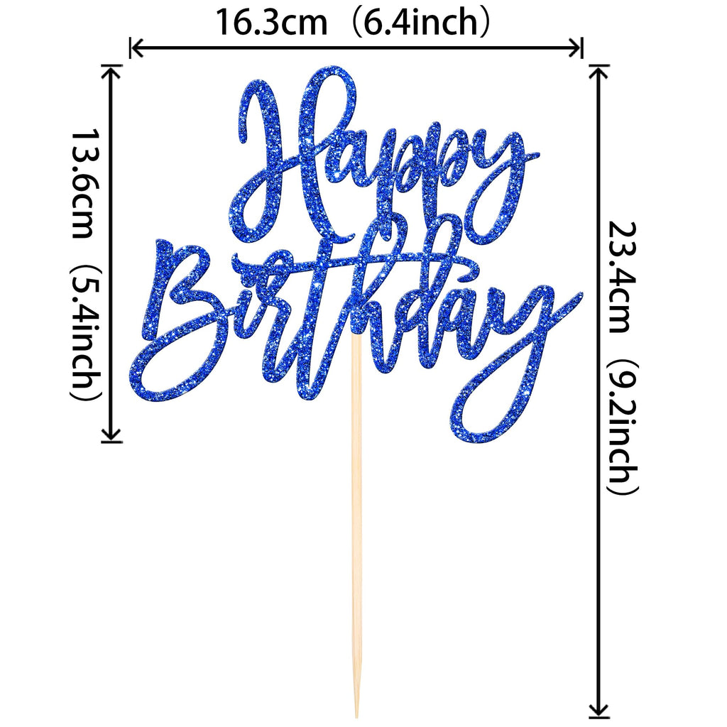 ZHUOWEISM 1-Piece Glitter Happy Birthday Cake Topper – Dark Blue