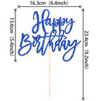 ZHUOWEISM 1-Piece Glitter Happy Birthday Cake Topper – Dark Blue