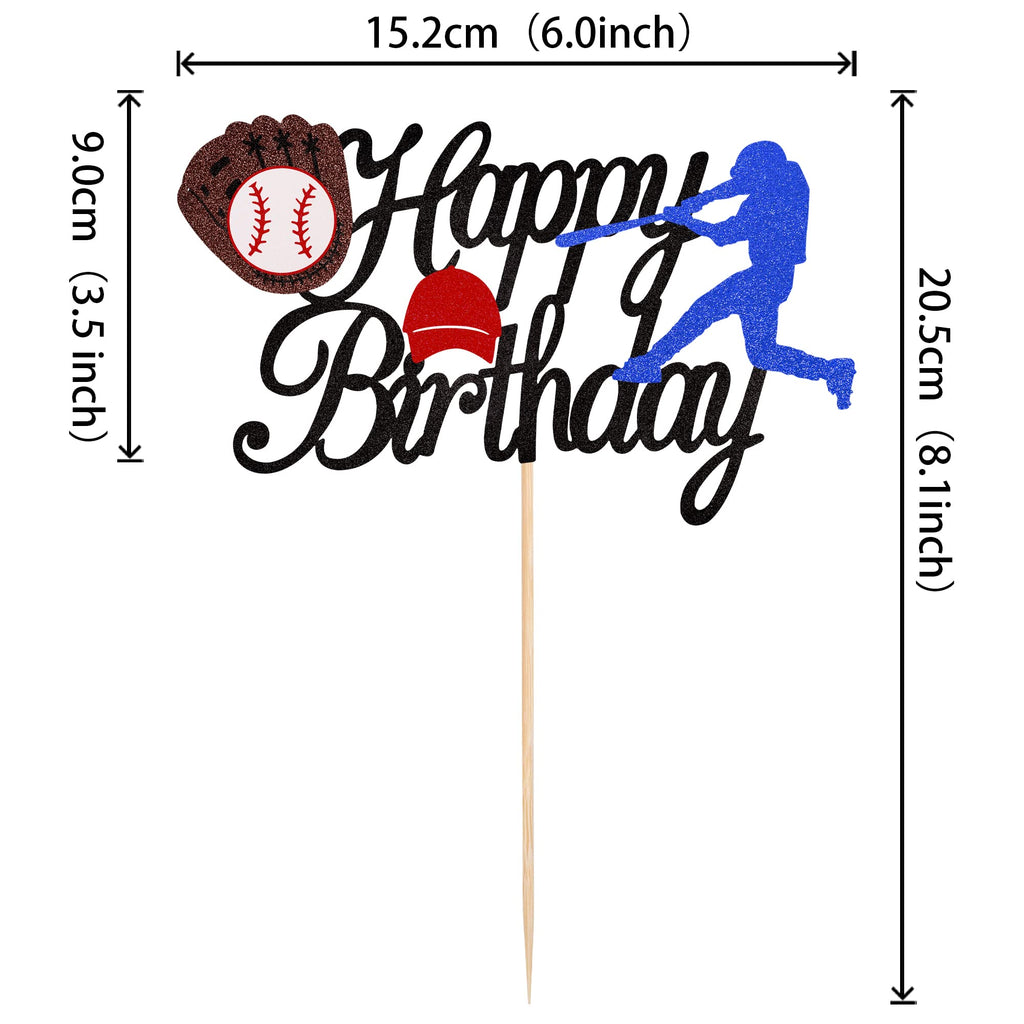 ZHUOWEISM Baseball Birthday Cake Topper Glitter - 6x8 in, Pre-assembled Sports Theme Decor