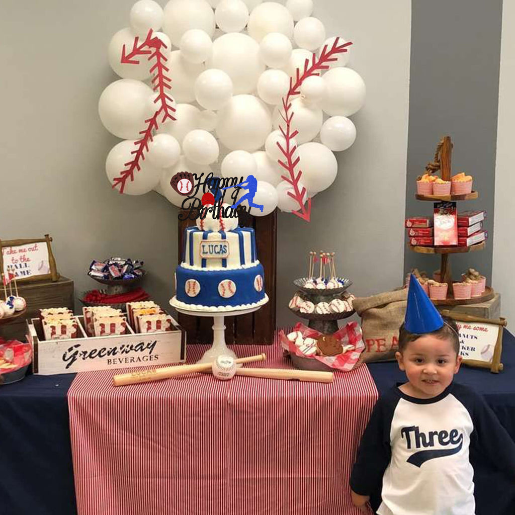 ZHUOWEISM Baseball Birthday Cake Topper Glitter - 6x8 in, Pre-assembled Sports Theme Decor
