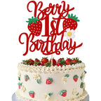 ZHUOWEISM Berry 1st Birthday Cake Topper – Glitter, Strawberry Fruit Theme
