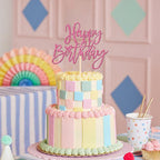 ZHUOWEISM 1-Piece Glitter Happy Birthday Cake Topper | Pink Cake Pick for Celebrations