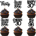 ZHUOWEISM 30Pcs Black Glitter Cupcake Toppers – Straight Outta 1996, 30th Birthday & Anniversary Decor