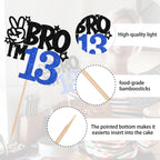 ZHUOWEISM Brother I'm 13 Cake Topper - Blue Glitter Star, 6.5 x 9.4 in