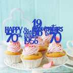 ZHUOWEISM 30 PCS 70th Birthday Cupcake Toppers Glitter – Straight Outta 1956 – Blue