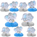 ZHUOWEISM 6-Pack Blue Elephant Honeycomb Centerpieces | It's a Boy Elephant Theme Baby Shower & Kids Party Decor