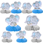 ZHUOWEISM 6-Pack Blue Elephant Honeycomb Centerpieces | It's a Boy Elephant Theme Baby Shower & Kids Party Decor