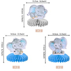 ZHUOWEISM 6-Pack Blue Elephant Honeycomb Centerpieces | It's a Boy Elephant Theme Baby Shower & Kids Party Decor
