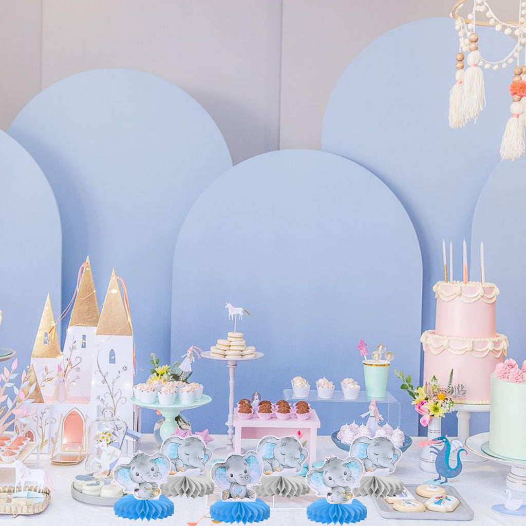 ZHUOWEISM 6-Pack Blue Elephant Honeycomb Centerpieces | It's a Boy Elephant Theme Baby Shower & Kids Party Decor