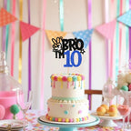 ZHUOWEISM Brother I am 10 Cake Topper Glitter Star Blue, 6.5x9.4 in
