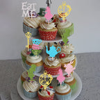 ZHUOWEISM 24 PCS Magic Alice Cupcake Toppers – Glitter, Eat Me, Clock, Fairy Party Picks