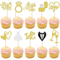 ZHUOWEISM 30 Pcs Bride to Be Cupcake Toppers Glitter Gold | I Do, Miss to Mrs, Bridal Shower & Wedding Decor