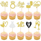 ZHUOWEISM 30 Pcs Bride to Be Cupcake Toppers Glitter Gold | I Do, Miss to Mrs, Bridal Shower & Wedding Decor