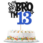 ZHUOWEISM Brother I'm 13 Cake Topper - Blue Glitter Star, 6.5 x 9.4 in