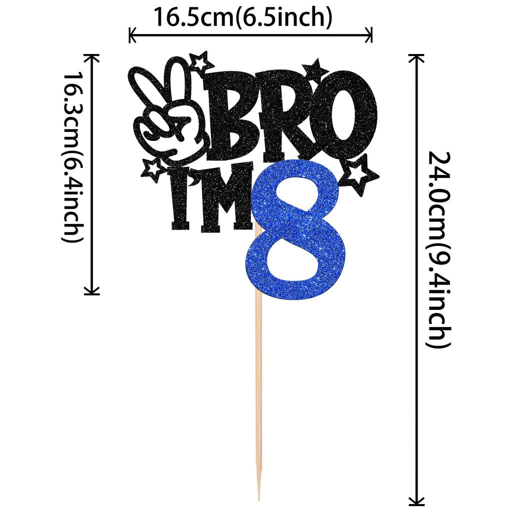 ZHUOWEISM Brother I'm 8 Cake Topper – Glitter Star, 6.5x9.4 in