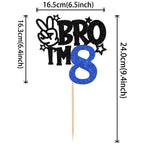 ZHUOWEISM Brother I'm 8 Cake Topper – Glitter Star, 6.5x9.4 in