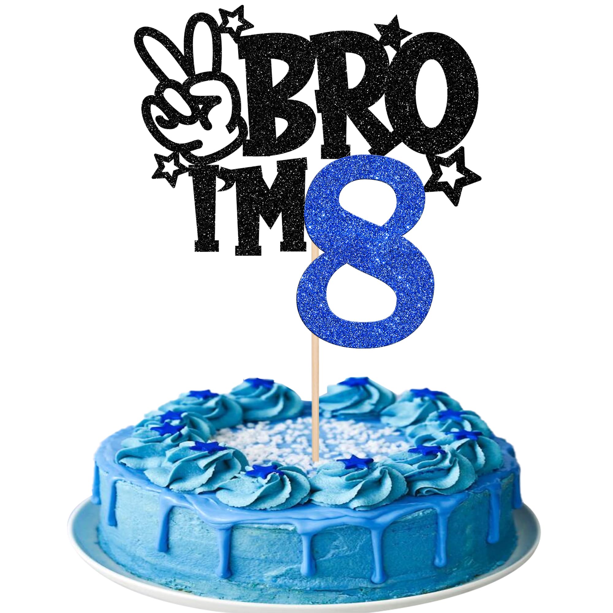 ZHUOWEISM Brother I'm 8 Cake Topper – Glitter Star, 6.5x9.4 in
