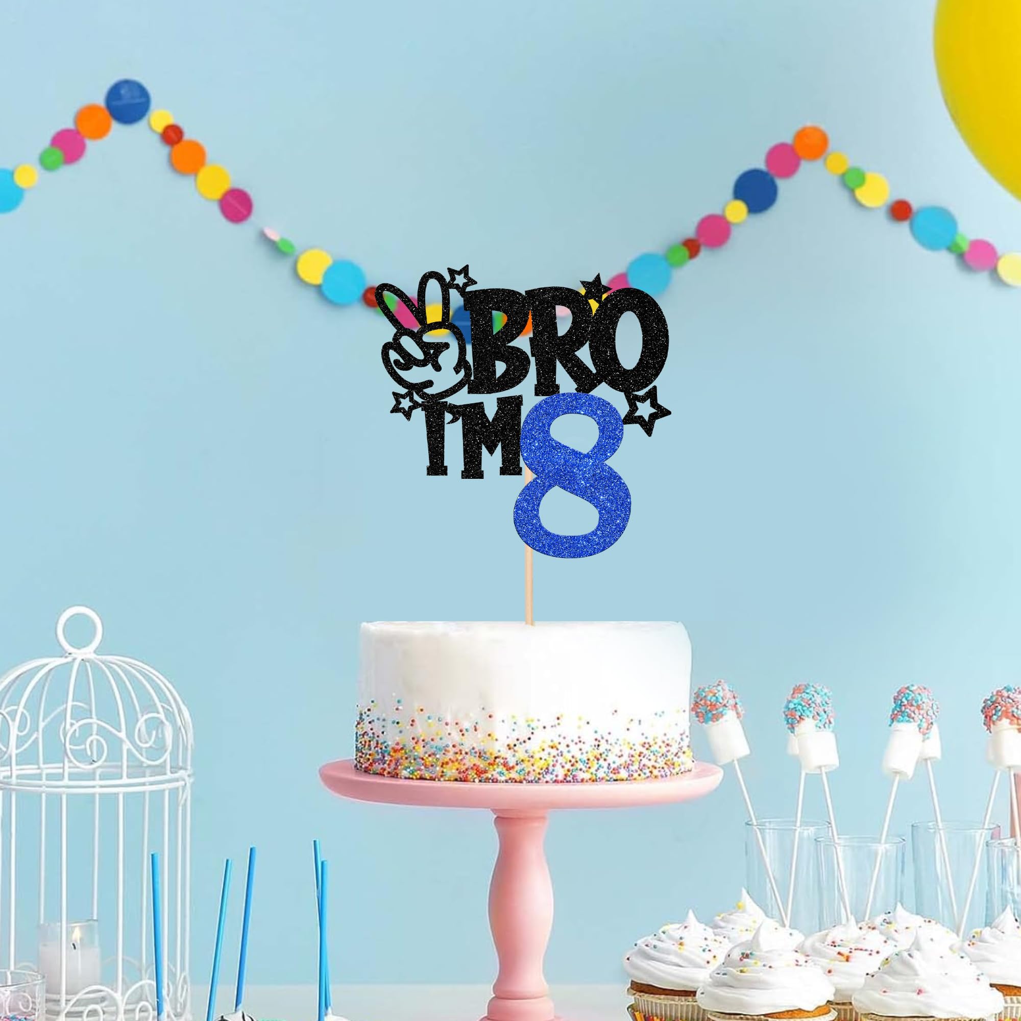 ZHUOWEISM Brother I'm 8 Cake Topper – Glitter Star, 6.5x9.4 in
