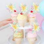ZHUOWEISM 30 Pcs Foil Firework Cupcake Toppers – Sparkle Tinsel Picks for Birthday, Baby Shower, Graduation, Wedding