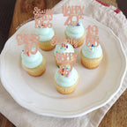 ZHUOWEISM 30PCS 70th Birthday Cupcake Toppers – Glitter Rose Gold, Straight Outta 1956