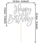 ZHUOWEISM 1pc Happy Birthday Glitter Cake Topper – Silver, Pre-assembled Cake Pick