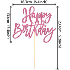 ZHUOWEISM 1-Piece Glitter Happy Birthday Cake Topper | Pink Cake Pick for Celebrations