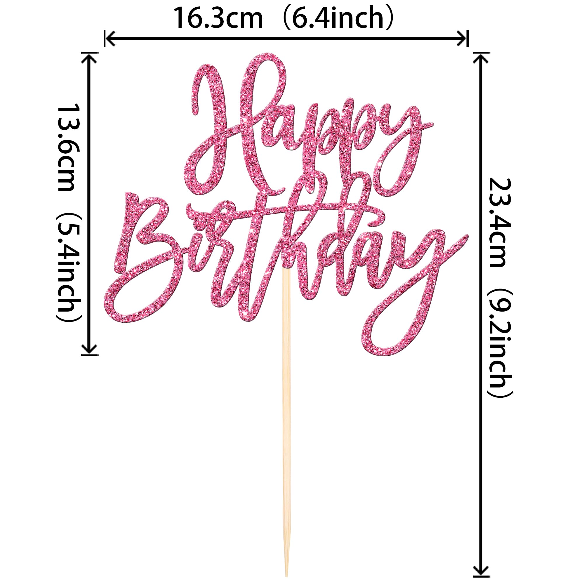 ZHUOWEISM 1-Piece Glitter Happy Birthday Cake Topper | Pink Cake Pick for Celebrations