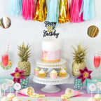 ZHUOWEISM 1 PCS Happy 21st Birthday Cake Topper – Black Gold Glitter, Cheers to 21 Years