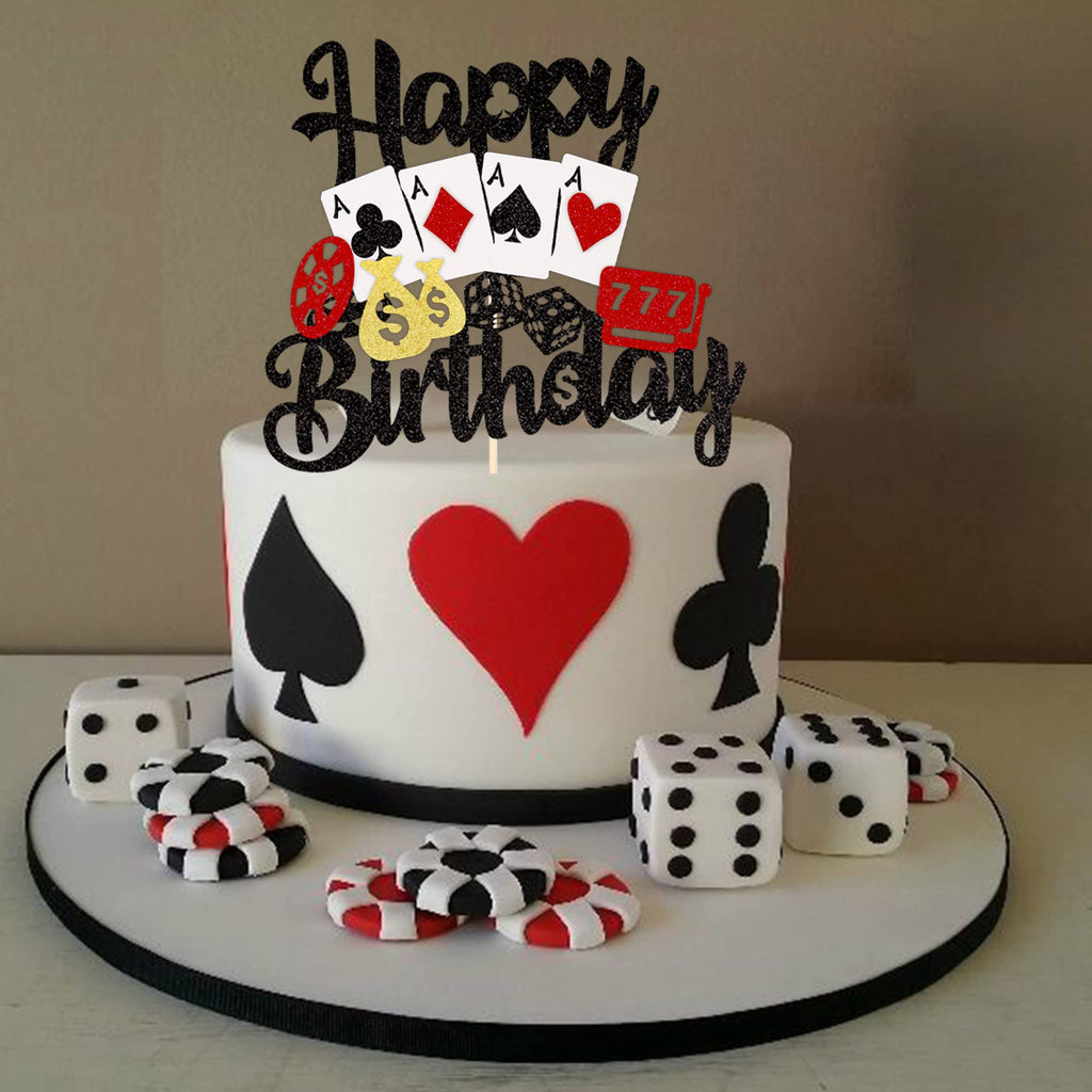 ZHUOWEISM Casino Cake Topper – 1 pc Las Vegas Poker Night Birthday Decoration