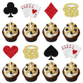 ZHUOWEISM 24 Pcs Casino Poker Theme Cupcake Toppers Glitter Chips – Las Vegas Party Decorations
