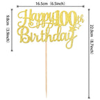 ZHUOWEISM Happy 100th Birthday Cake Topper - Gold Glitter