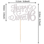 ZHUOWEISM Happy Sweet 16 Cake Topper – Glitter 16th Birthday Party Decor