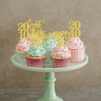 ZHUOWEISM 30Pcs Happy 16th Birthday Cupcake Toppers | Gold Glitter 'Straight Outta 2010' Picks