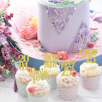 ZHUOWEISM 30Pcs Straight Outta 2001 Cupcake Toppers – Gold Glitter for 25th Birthday & Anniversary