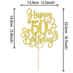 ZHUOWEISM 1-Pcs Happy 50th Birthday Cake Topper Glitter – Cheers to 50 Years Gold