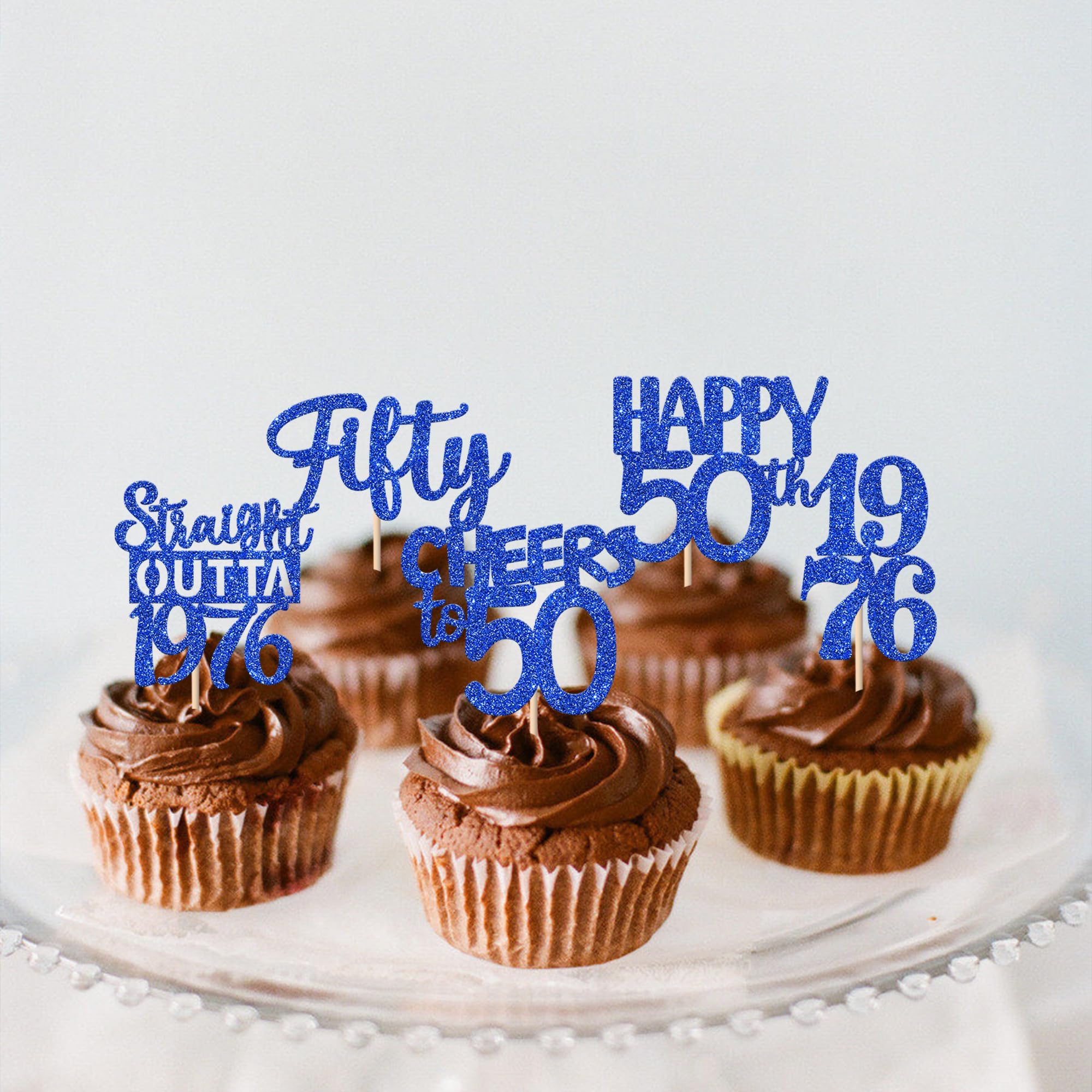 ZHUOWEISM 30 PCS Glitter 50th Birthday Cupcake Toppers – Straight Outta 1976