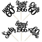 ZHUOWEISM 24Pcs Black 60th Birthday Cupcake Toppers - Straight Outta 1966