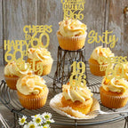 Zhuoweism 30Pcs Gold Glitter 1966 Cupcake Toppers for 60th Birthday Parties