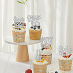 ZHUOWEISM 30 PCS 65th Birthday Cupcake Toppers Glitter Silver - Straight Outta 1961 Party Picks