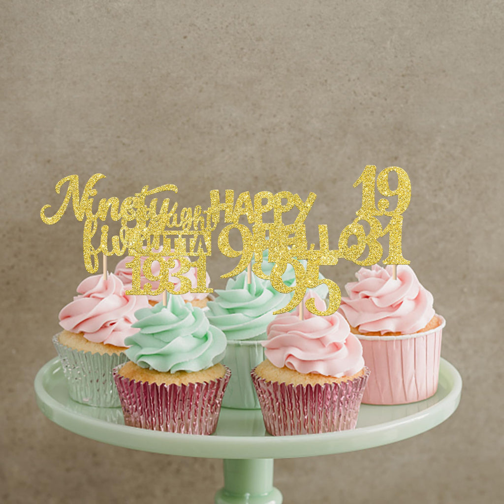 ZHUOWEISM 30PCS Straight Outta 1930 Cupcake Toppers - Gold Glitter for 95th Birthday Party