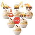 ZHUOWEISM 36 Pcs Construction Cupcake Toppers – Stop Sign, Dump Truck, Excavator, Tractor Party Decorations